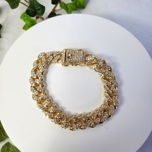 Gold Chunky Iced Out Miami Cuban Link Chain Bracelet